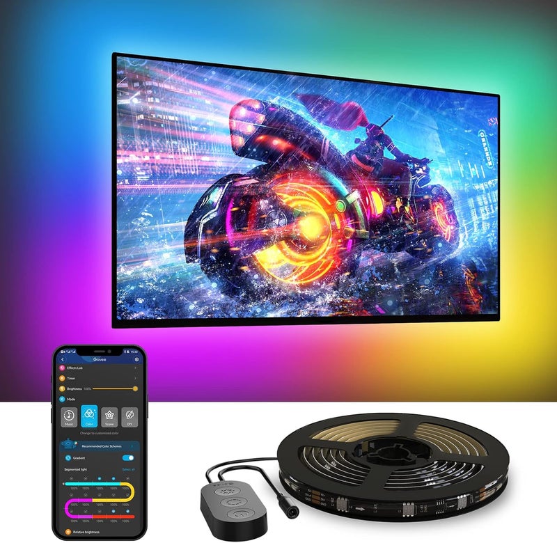 Govee TV LED Backlight, RGBIC Smart LED Strip Lights for 55-65 Inch TVs, Bluetooth and Wi-Fi APP Control, Works with Alexa & Google Assistant, Music Sync, 99+ Scene Modes, Adapter - Image 1
